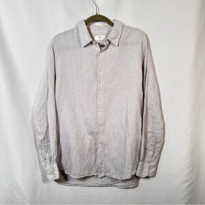 Uniqlo Men's Light Gray Linen Button-Down Shirt